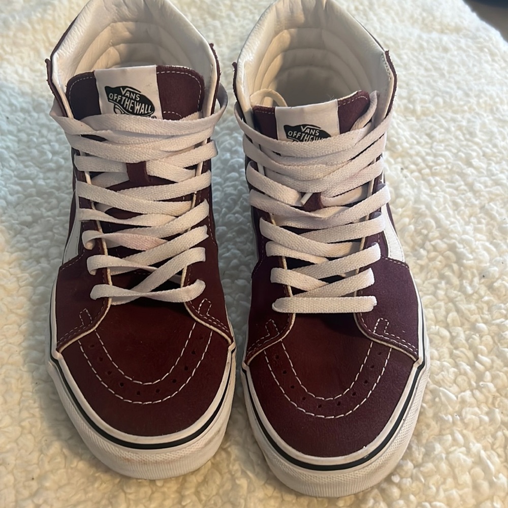 Burgundy high top vans size women’s  9